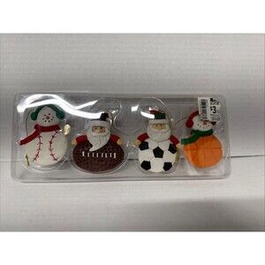 Lot‎ Of 4 Sports Christmas Tree Ornaments Basketball Football Baseball Soccer